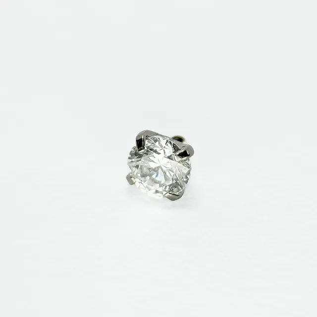 Piercing Labret Zircônia Prongset Branca em Titânio Grau Implante - Vista 1