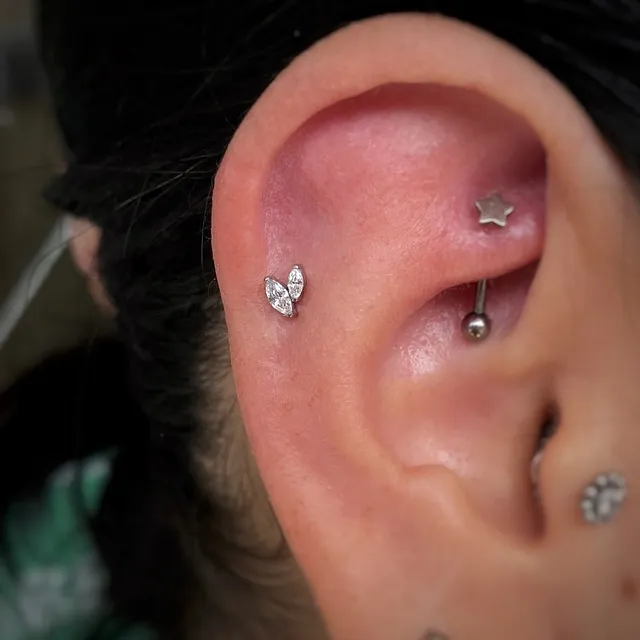 Piercing Labret Navete Duplo Crescente em Titânio Grau Implante - Vista 3