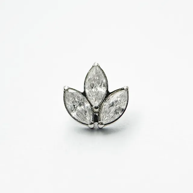 Piercing Labret Folhas de Zircônias em Titânio Grau Implante - Vista 1