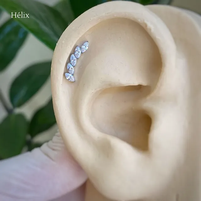 Piercing Labret Cluster Asas em Titânio Grau Implante - Vista 4