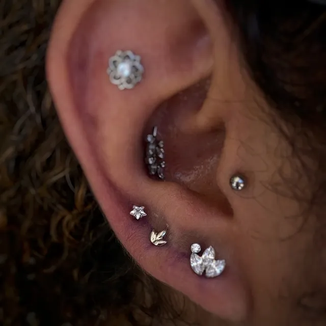 Piercing Labret Folhas em Titânio Grau Implante - Vista 3