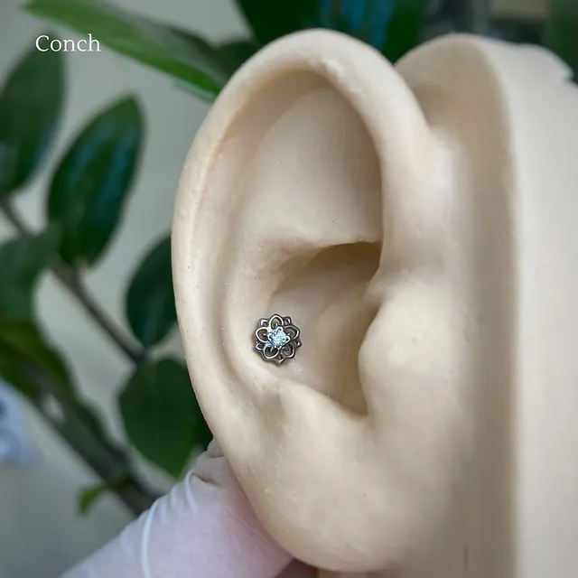 Piercing Labret Flor de Lótus em Titânio Grau Implante - Vista 6