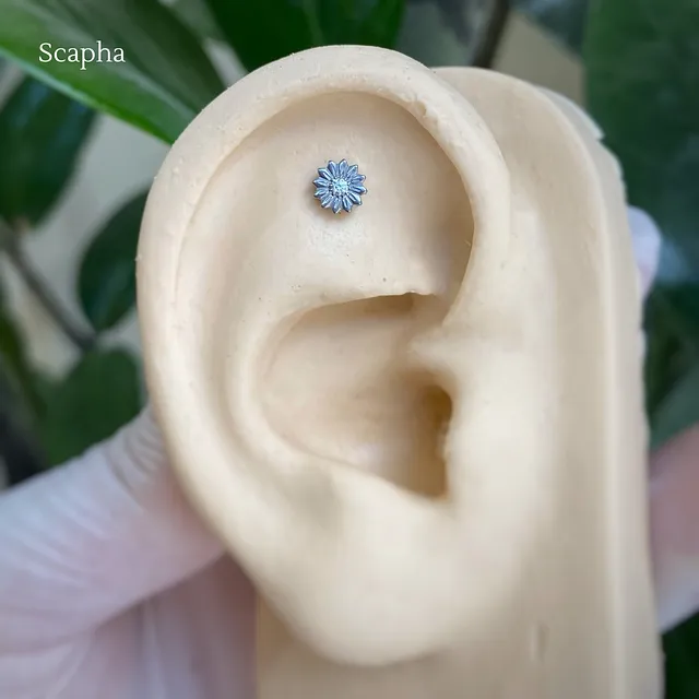 Piercing Labret Girassol em Titânio Grau Implante - Vista 6