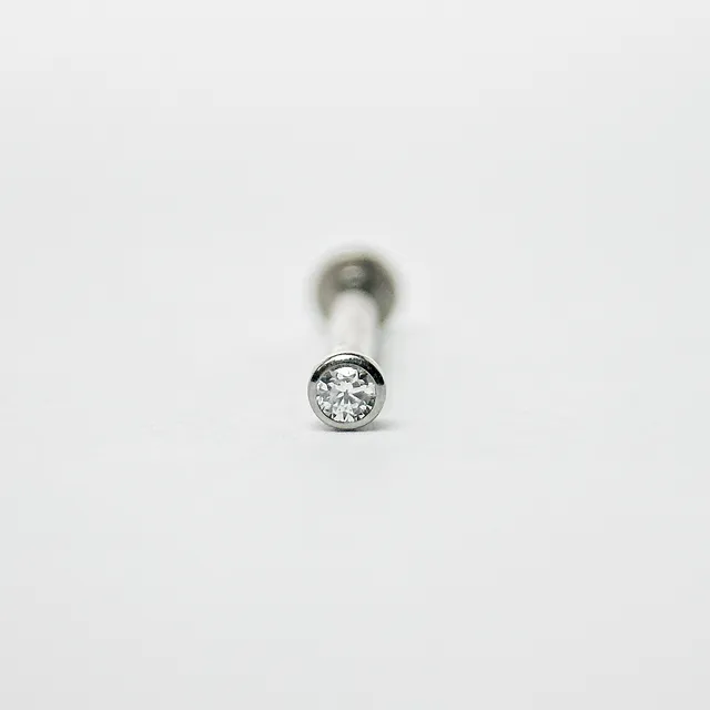 Piercing Labret Zircônia Inglesa Branca Push Pin em Titânio Grau Implante - Vista 1