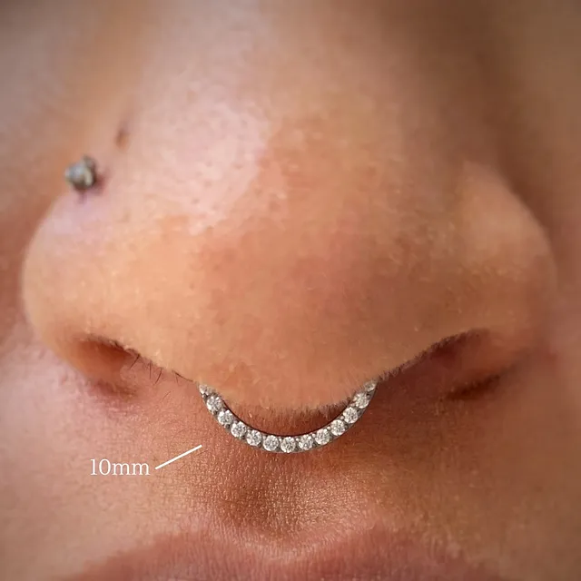 Piercing Argola Clicker Cravejada Frontal em Titânio Grau Implante - Vista 2