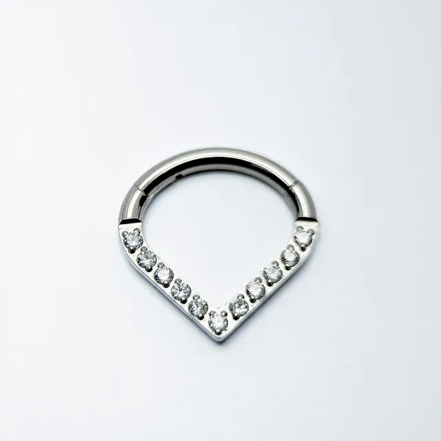Piercing Argola Clicker Gota Cravejada em Titânio Grau Implante - Vista 1
