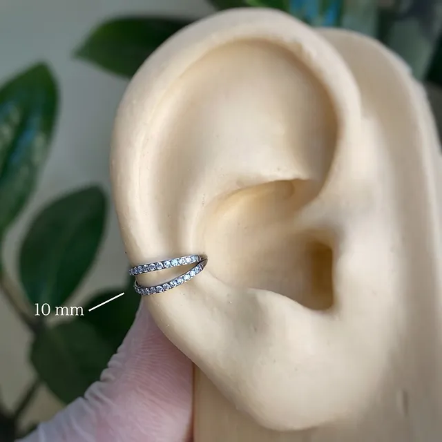 Piercing Argola Clicker Lateral Dupla Cravejada em Titânio Grau Implante - Vista 4