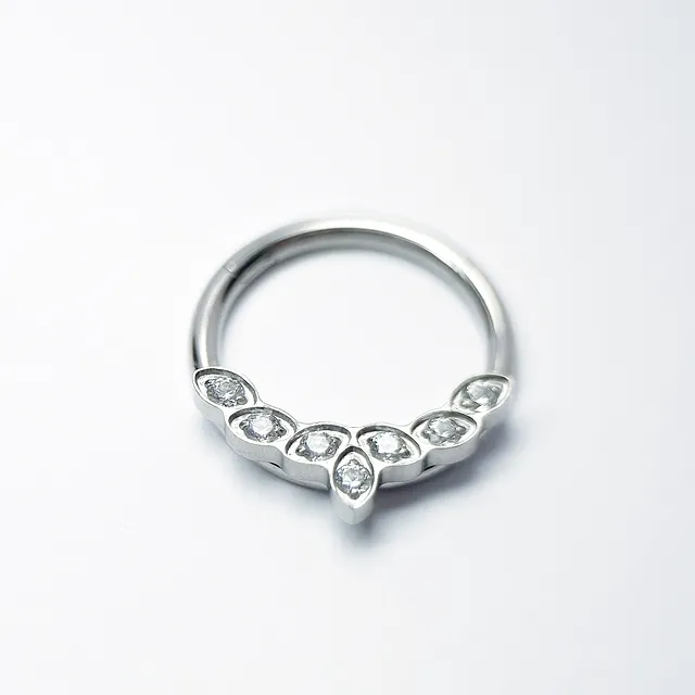 Piercing Argola Clicker Folhas de Zircônia em Titânio Grau Implante - Vista 1