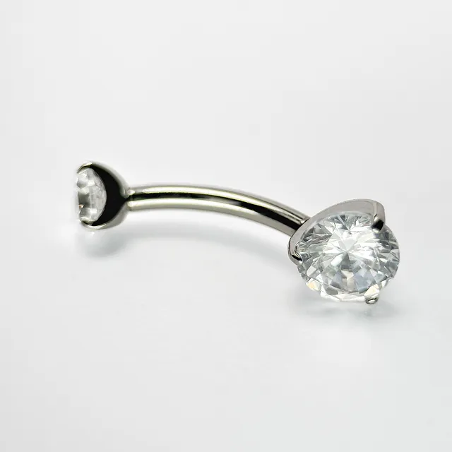 Piercing Banana Bell Zircônia Prongset para Umbigo em Titânio Grau Implante