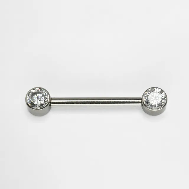 Piercing Barbell com Zircônia Branca para Mamilo em Titânio Grau Implante